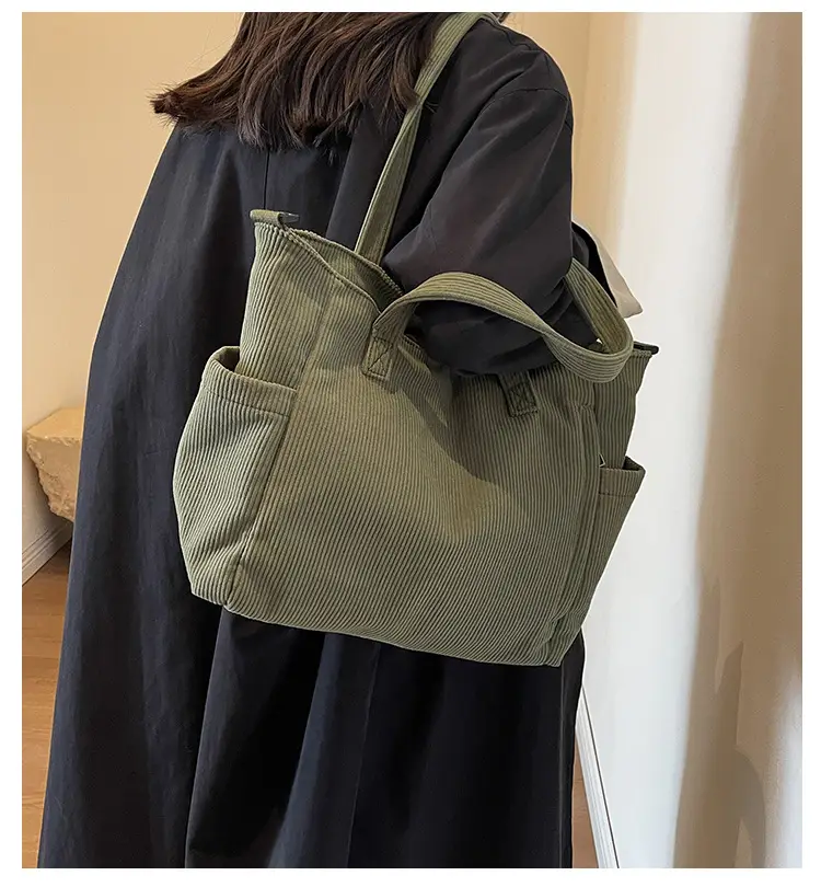New Corduroy Tote Bag for Women Large Capacity Commuter — feature 1