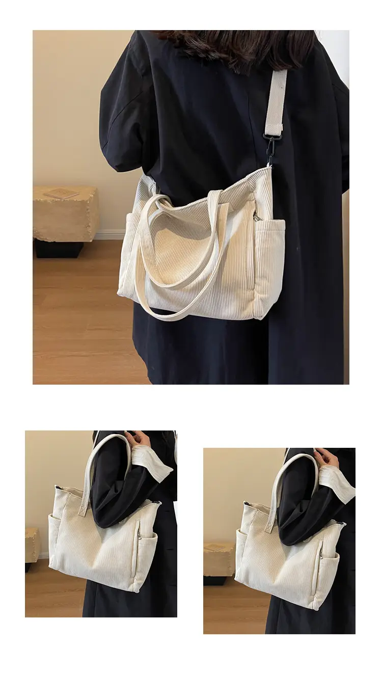 New Corduroy Tote Bag for Women Large Capacity Commuter — feature 11