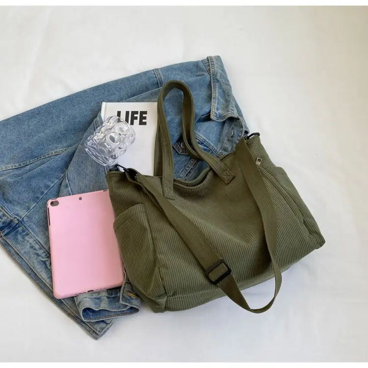 New Corduroy Tote Bag for Women Large Capacity Commuter — feature 34