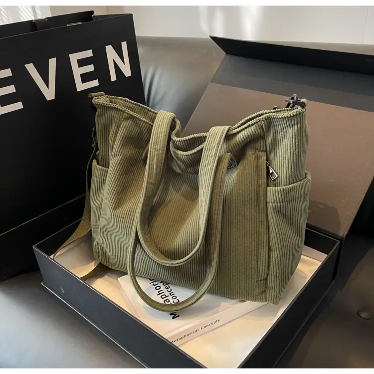 New Corduroy Tote Bag for Women Large Capacity Commuter — feature 45
