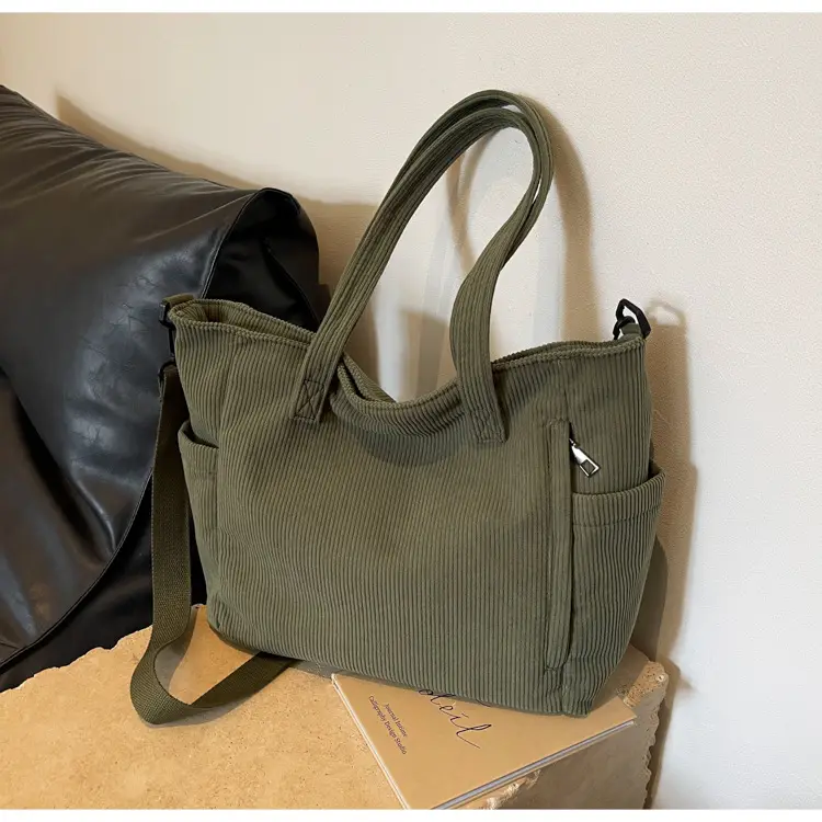 New Corduroy Tote Bag for Women Large Capacity Commuter — feature 48