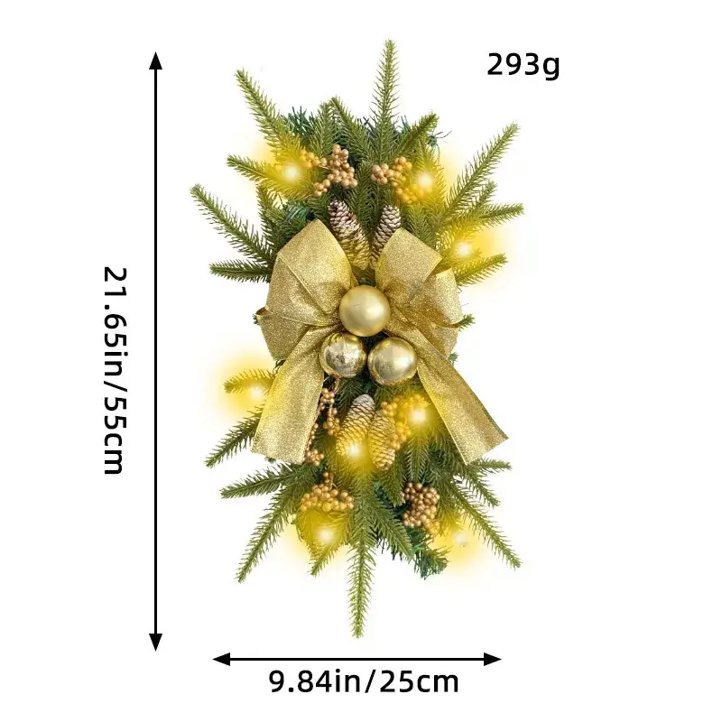 Cangyan 45cm Red Bow Upside-Down Tree Garland