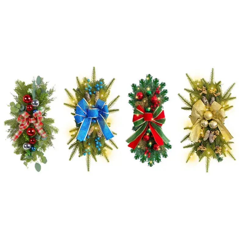 Cangyan 45cm Red Bow Upside-Down Tree Garland