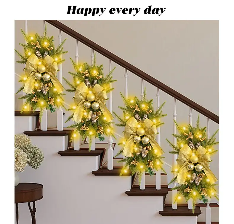 Cangyan 45cm Red Bow Upside-Down Tree Garland — feature 1