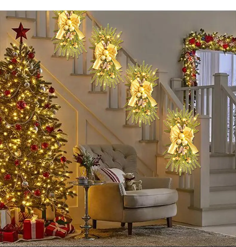 Cangyan 45cm Red Bow Upside-Down Tree Garland — feature 8