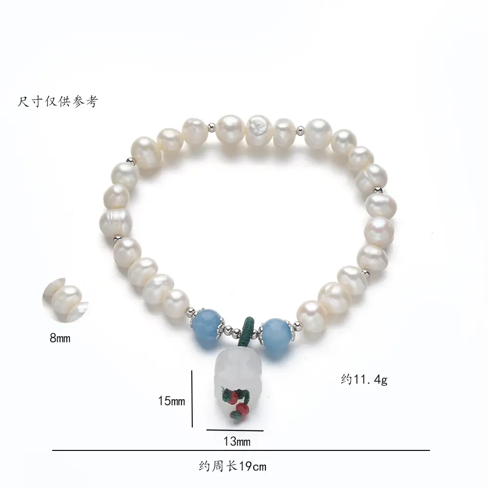 S925 Pearl Bracelet with Blue Stone for Women — feature 2