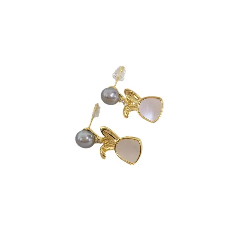 Zhuji Pearl Earrings for Women 18K Gold Filled Sea Mother Rabbit Design - Image 7