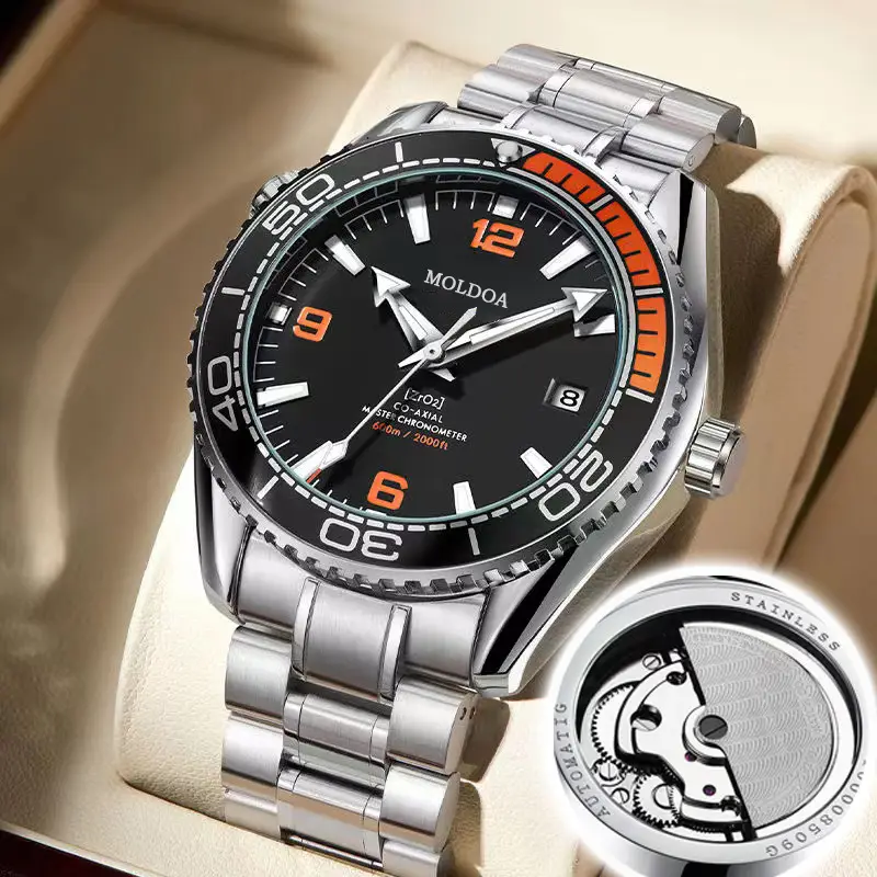 Haima 600 Fully Automatic Fake Mechanical Cut Out Watch Men's Luminous Calendar Waterproof Douyin Kuaishou Dropshipping