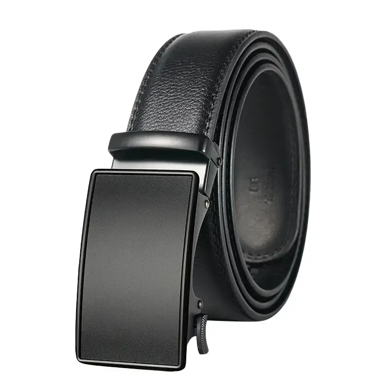 Men's Genuine Leather Belt Automatic Buckle Black - Image 6