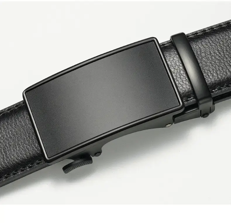 Men's Genuine Leather Belt Automatic Buckle Black — feature 14