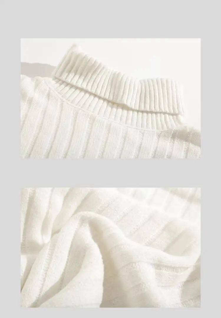 Men Black Knitted Turtleneck Sweater with Vertical Stripes — feature 5