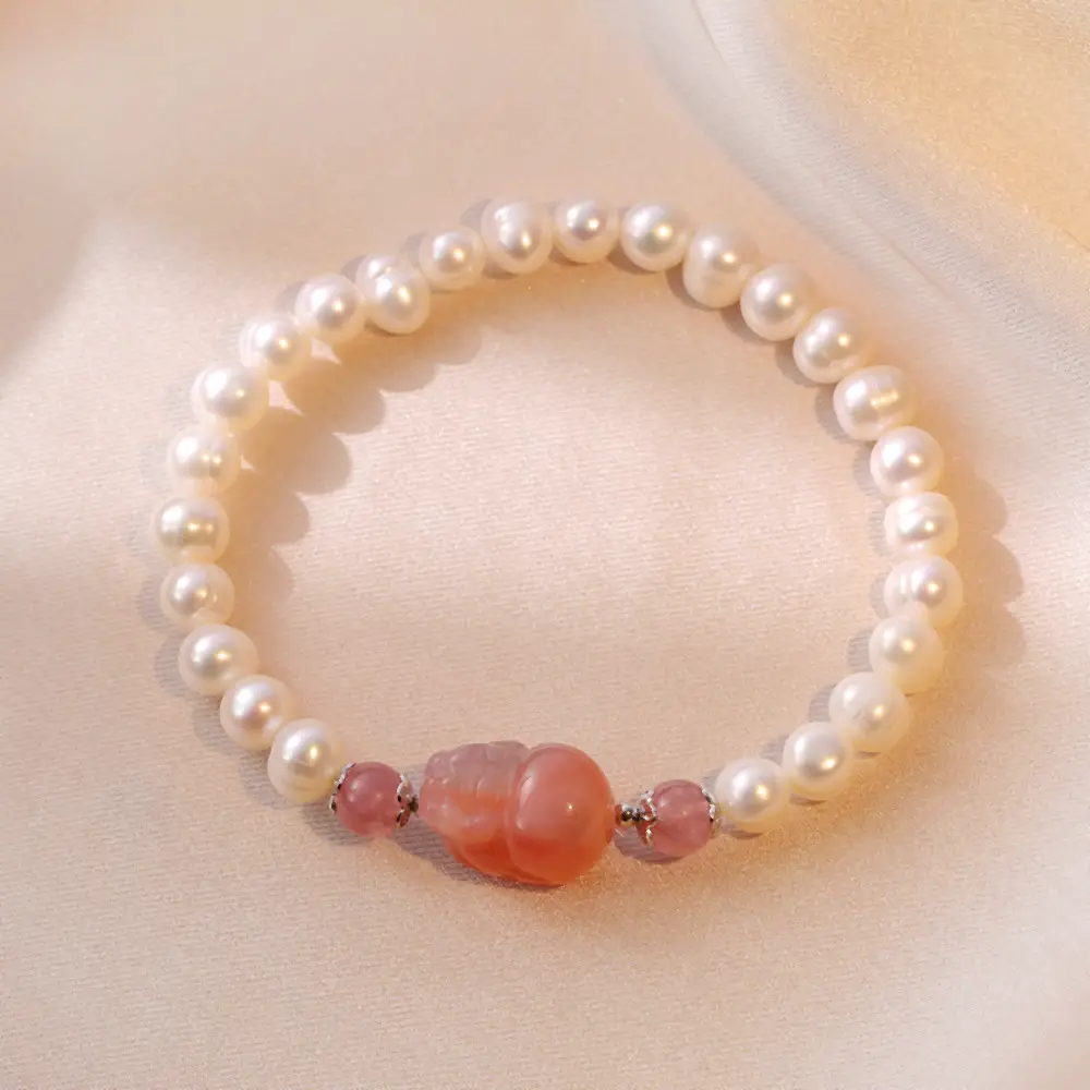 S925 Pearl Bracelet with Korean Strawberry Crystal