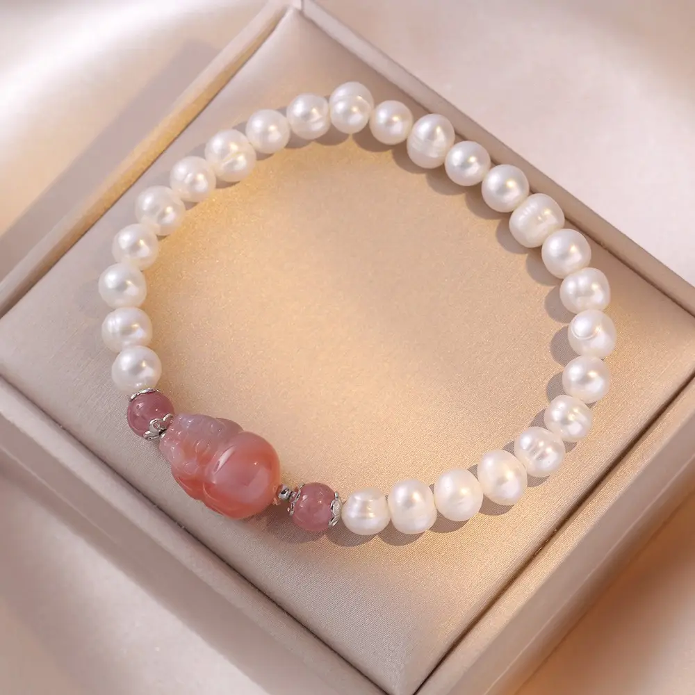 S925 Pearl Bracelet with Korean Strawberry Crystal