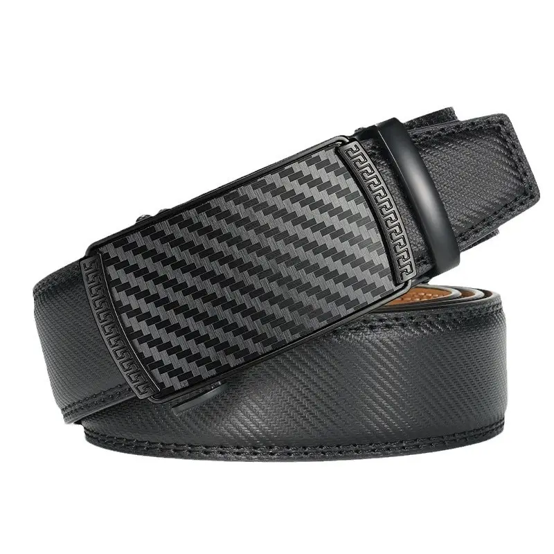 Men's Black Automatic Buckle Leather Belt - Image 7