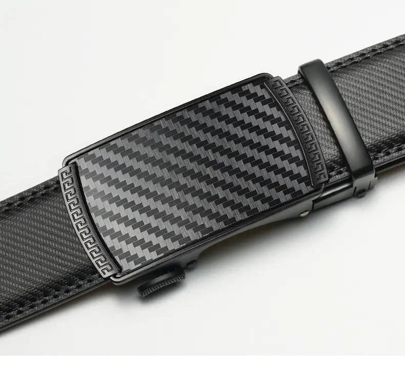Men's Black Automatic Buckle Leather Belt — feature 1