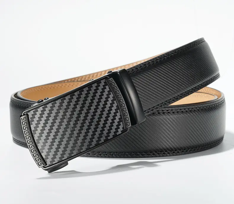 Men's Black Automatic Buckle Leather Belt — feature 17