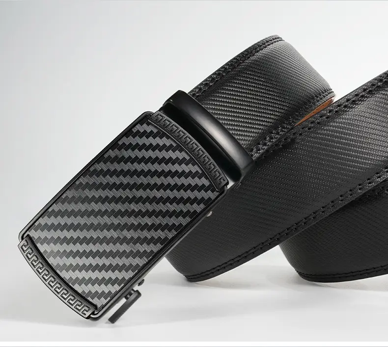 Men's Black Automatic Buckle Leather Belt — feature 19
