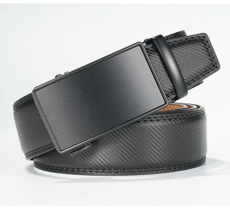 Men's Black Automatic Buckle Leather Belt — feature 21