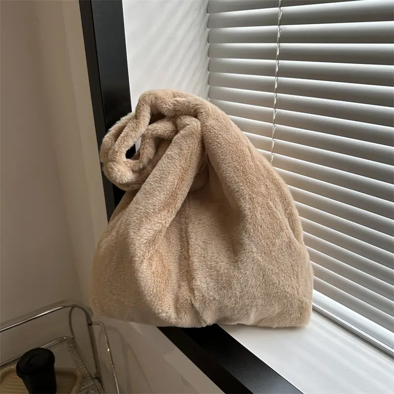 Cute Plush White Women's Shoulder Bag 2023 Winter - Image 9