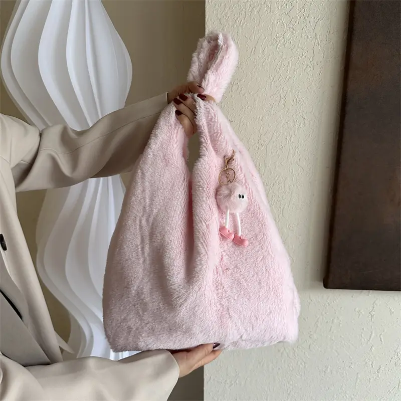 Cute Plush White Women's Shoulder Bag 2023 Winter - Image 12