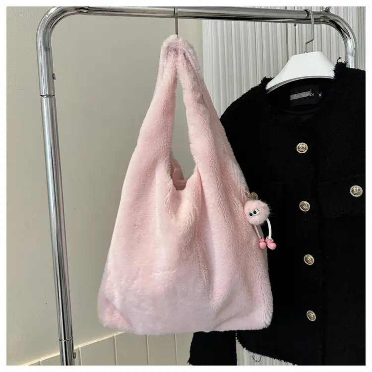 Cute Plush White Women's Shoulder Bag 2023 Winter — feature 21