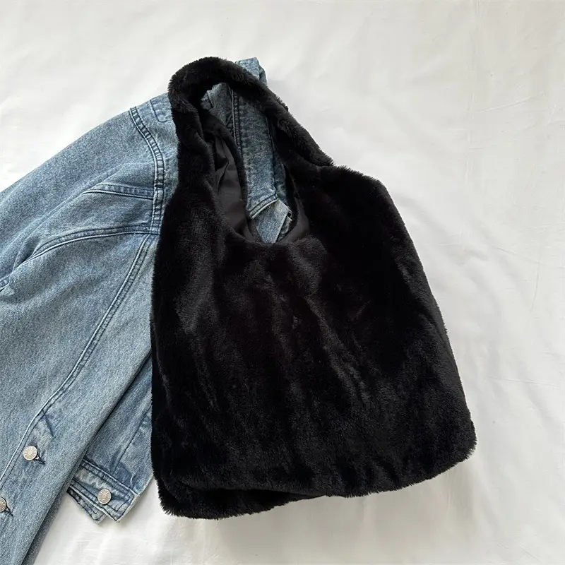 Cute Plush White Women's Shoulder Bag 2023 Winter - Image 5