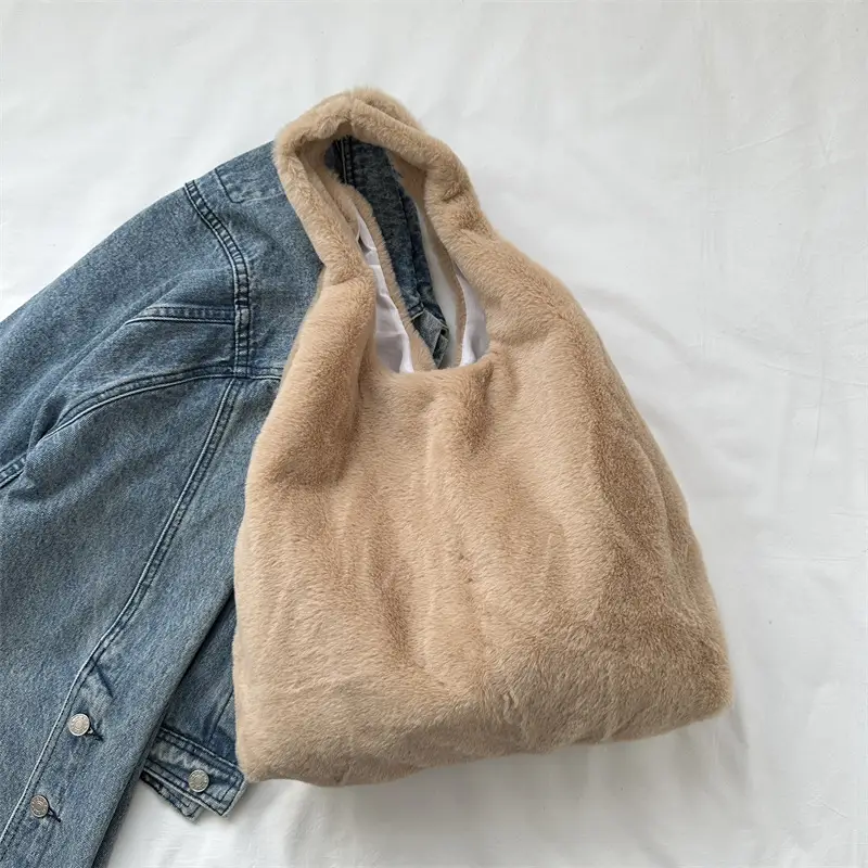 Cute Plush White Women's Shoulder Bag 2023 Winter - Image 7
