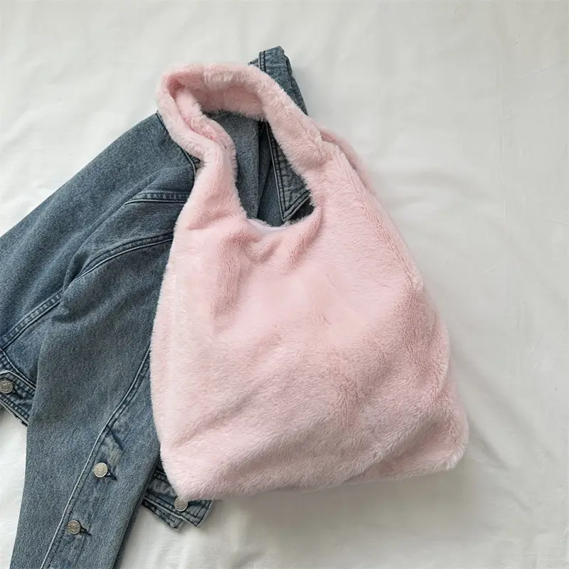 Cute Plush White Women's Shoulder Bag 2023 Winter - Image 8