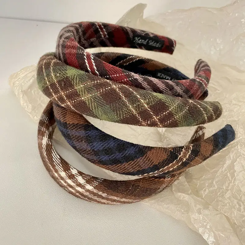 Maillard Plaid Skull Top Headband for Women