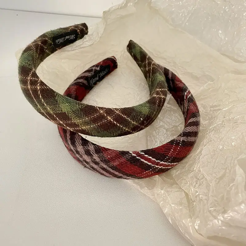 Maillard Plaid Skull Top Headband for Women