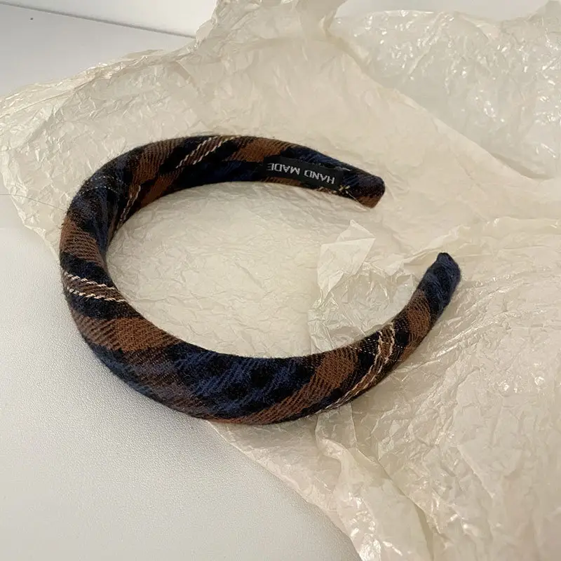 Maillard Plaid Skull Top Headband for Women