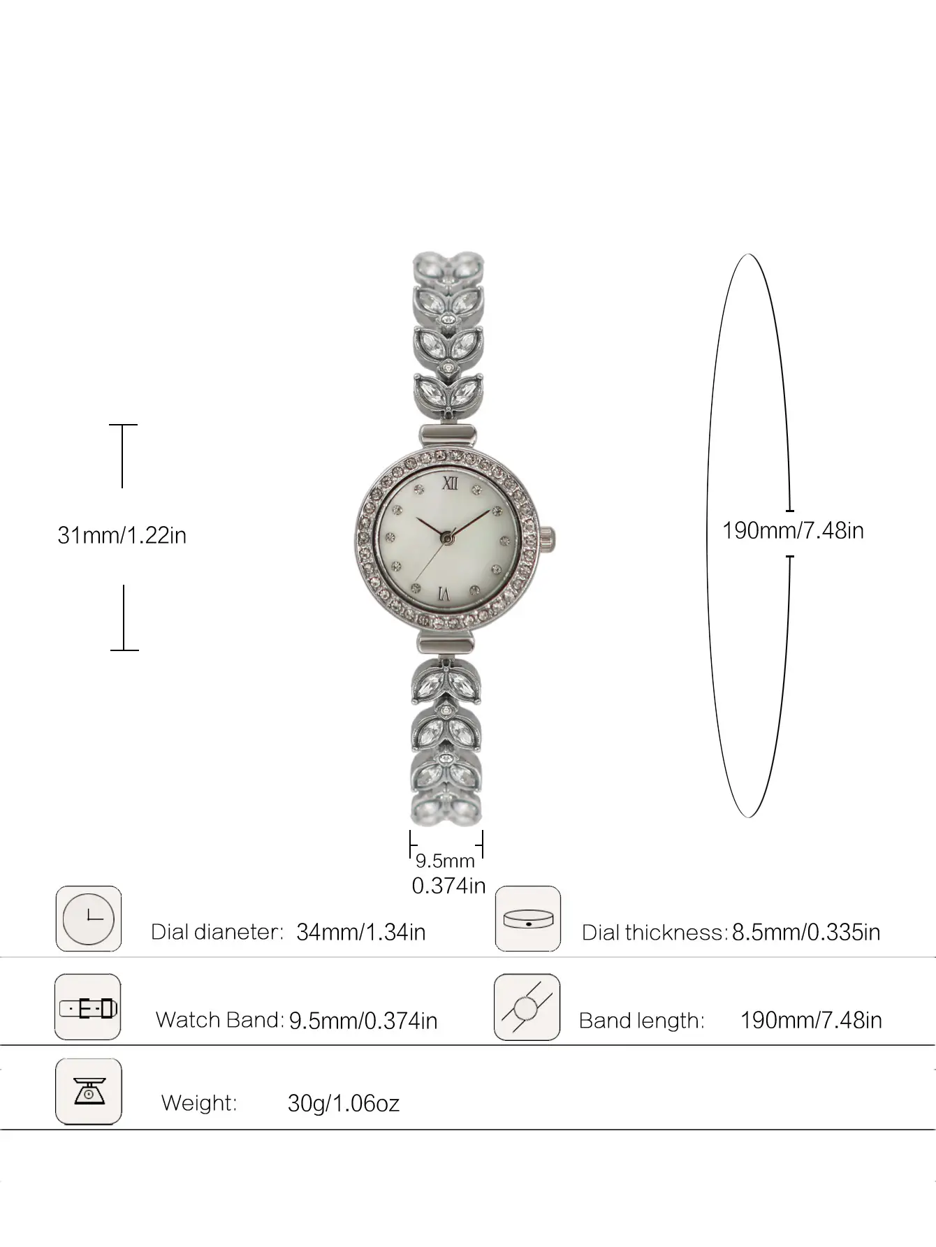 Cross-Border Mermaid Women's Watch Silver Crystal Band — feature 1