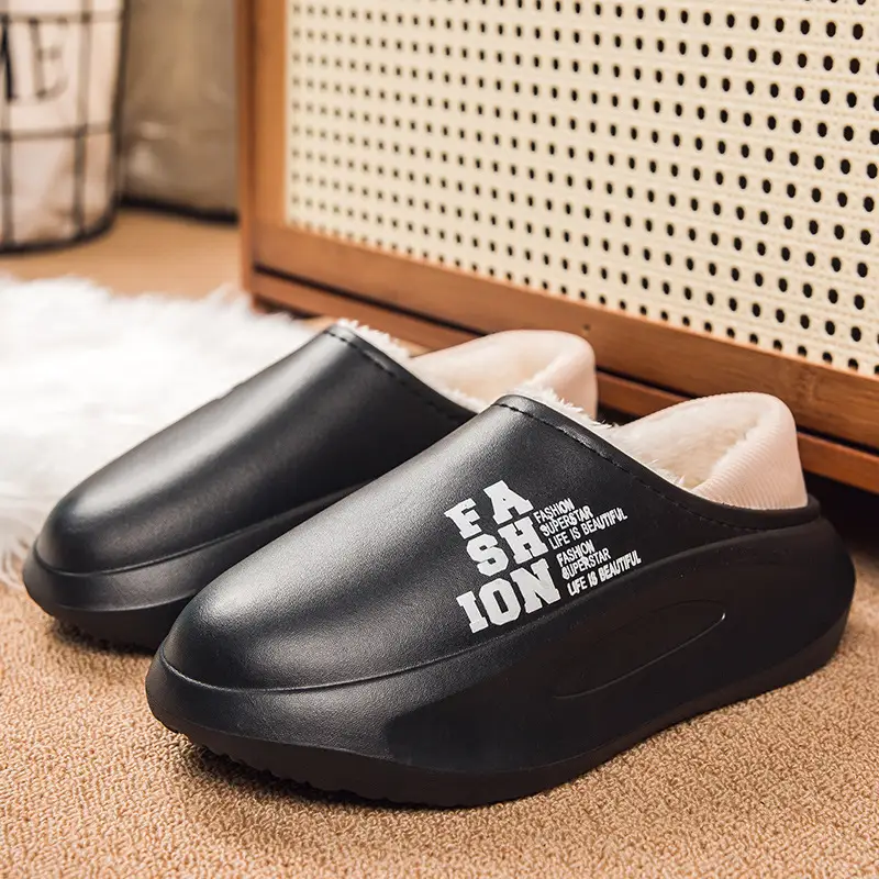 Cotton Slippers Men's Winter Couple's Bag with Thick-soled Warm Waterproof Parent-child Home Maomao Slippers Lazy Shoes - Image 4
