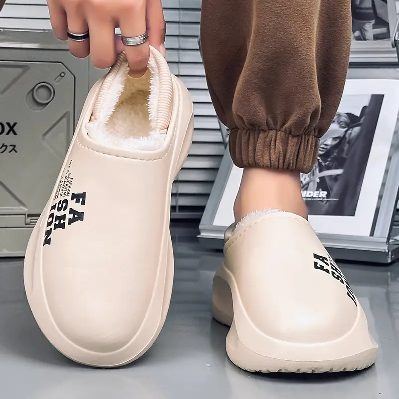 Cotton Slippers Men's Winter Couple's Bag with Thick-soled Warm Waterproof Parent-child Home Maomao Slippers Lazy Shoes - Image 2