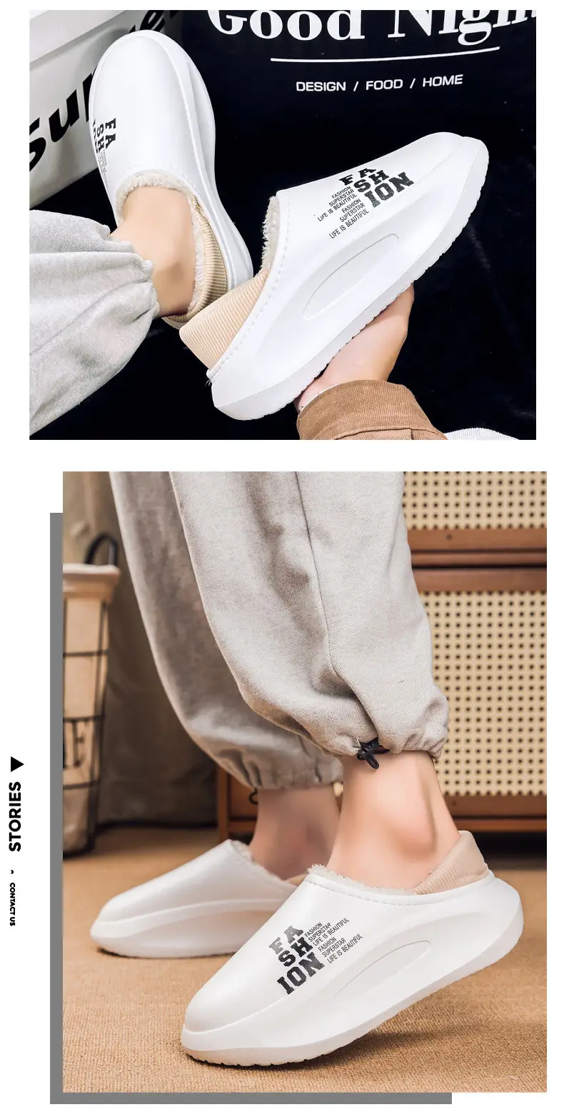 Cotton Slippers Men's Winter Couple's Bag with Thick-soled Warm Waterproof Parent-child Home Maomao Slippers Lazy Shoes — feature 10