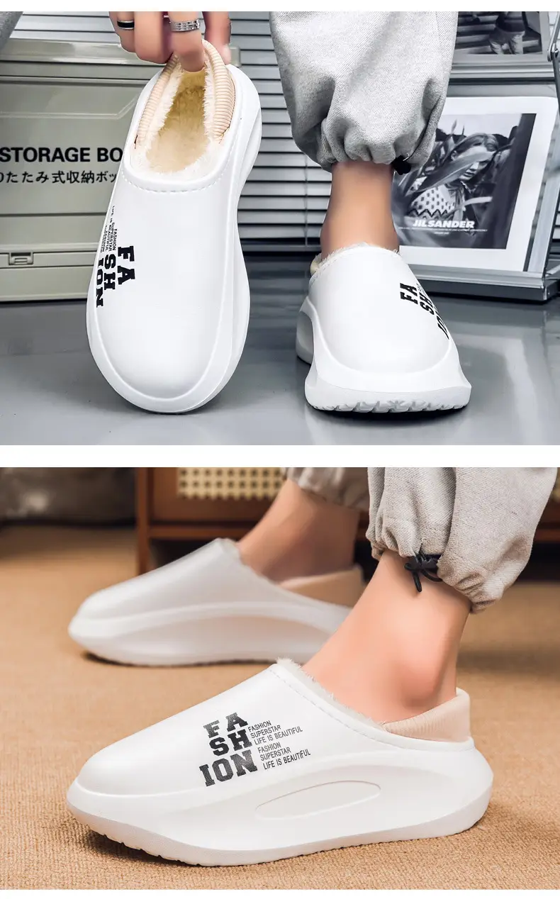 Cotton Slippers Men's Winter Couple's Bag with Thick-soled Warm Waterproof Parent-child Home Maomao Slippers Lazy Shoes — feature 11