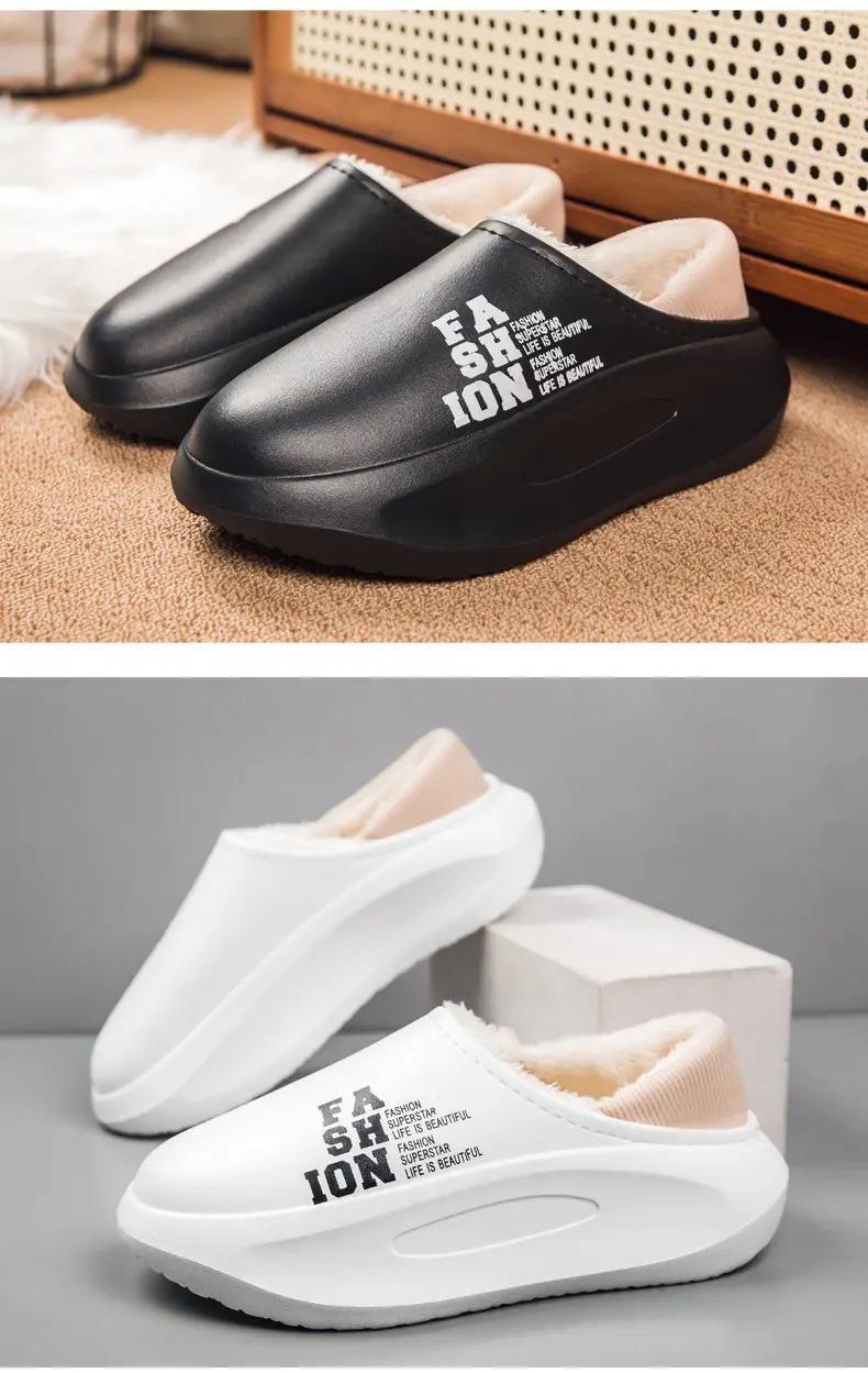 Cotton Slippers Men's Winter Couple's Bag with Thick-soled Warm Waterproof Parent-child Home Maomao Slippers Lazy Shoes — feature 14