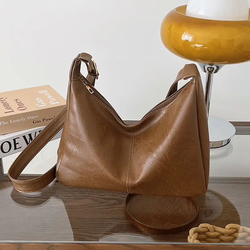 Brown Korean Style Large Cap Bag for Women - Image 6