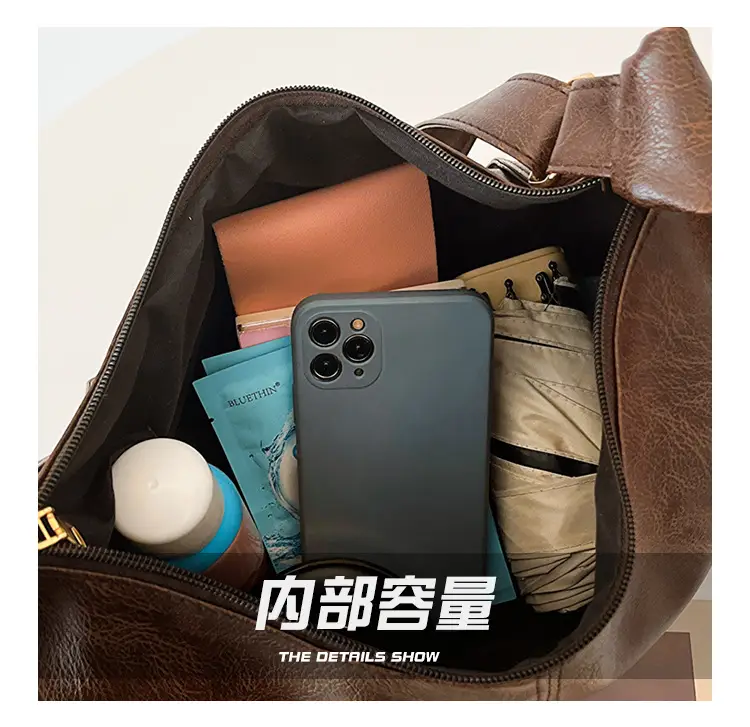 Brown Korean Style Large Cap Bag for Women — feature 6