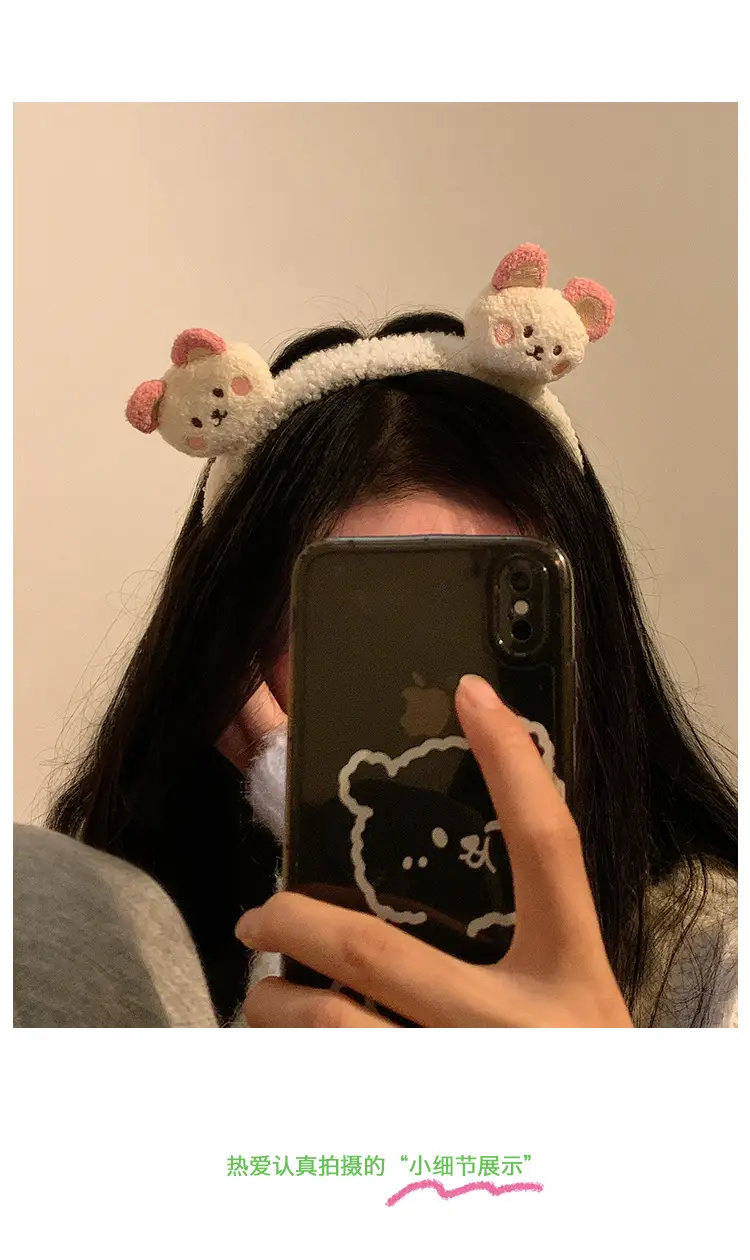 Furry Bear Face Wash Headband for Women — feature 8