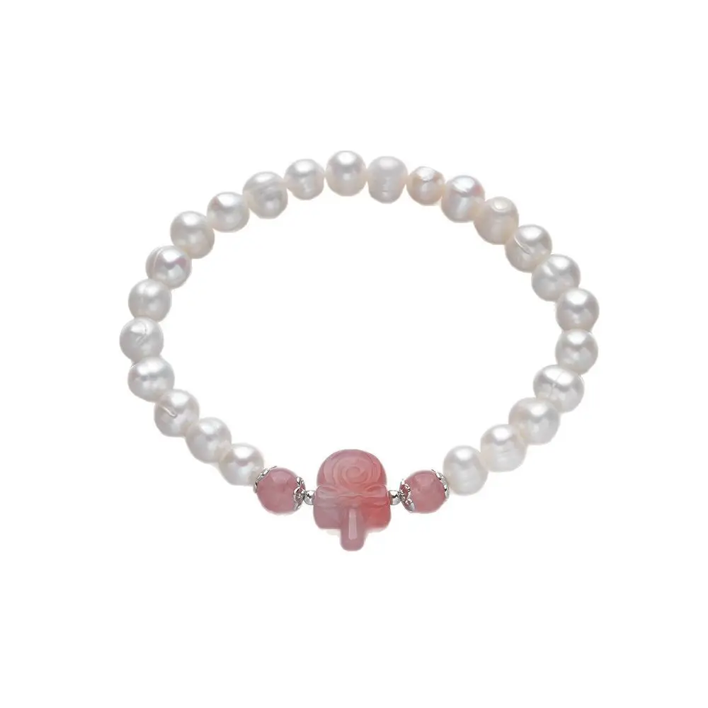 S925 Pearl Bracelet with Korean Strawberry Crystal Accent - Image 5