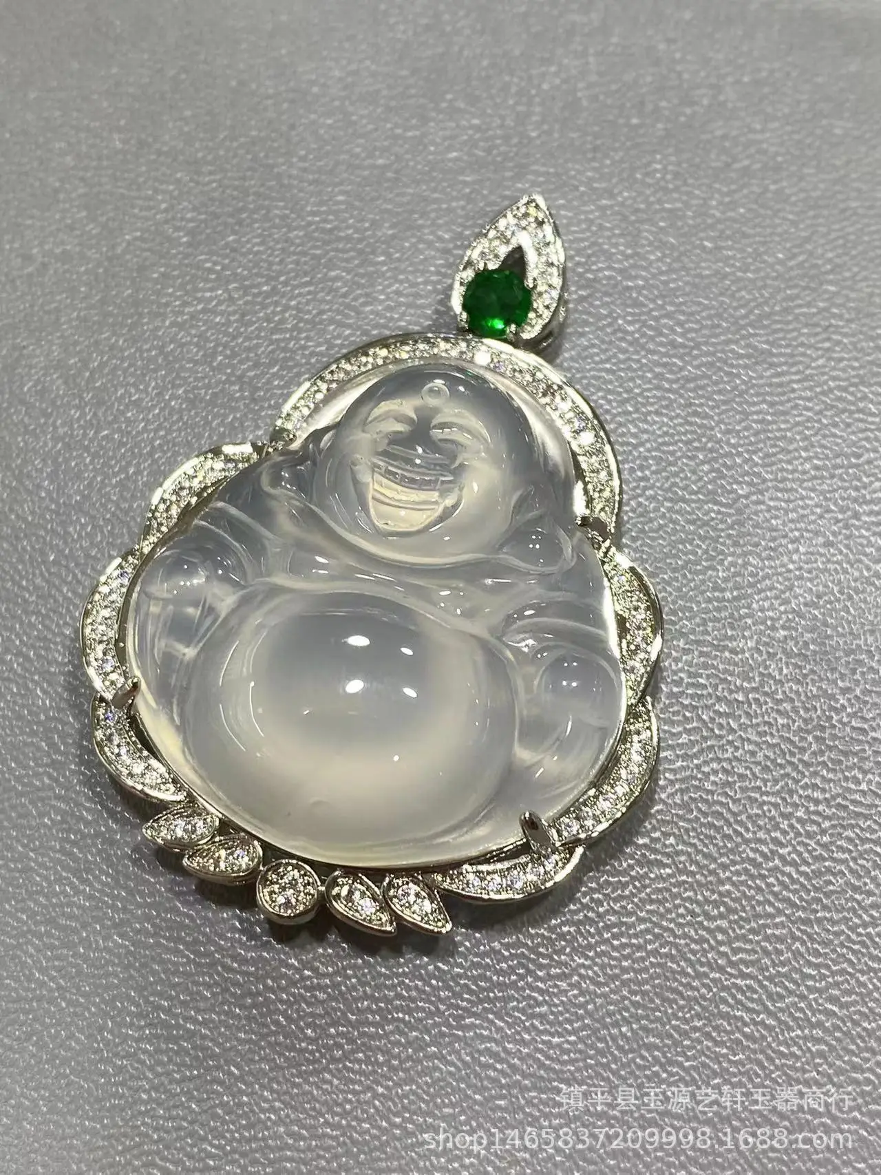 925 Silver Plated Buddha Pendant with White Agate Jade — feature 17