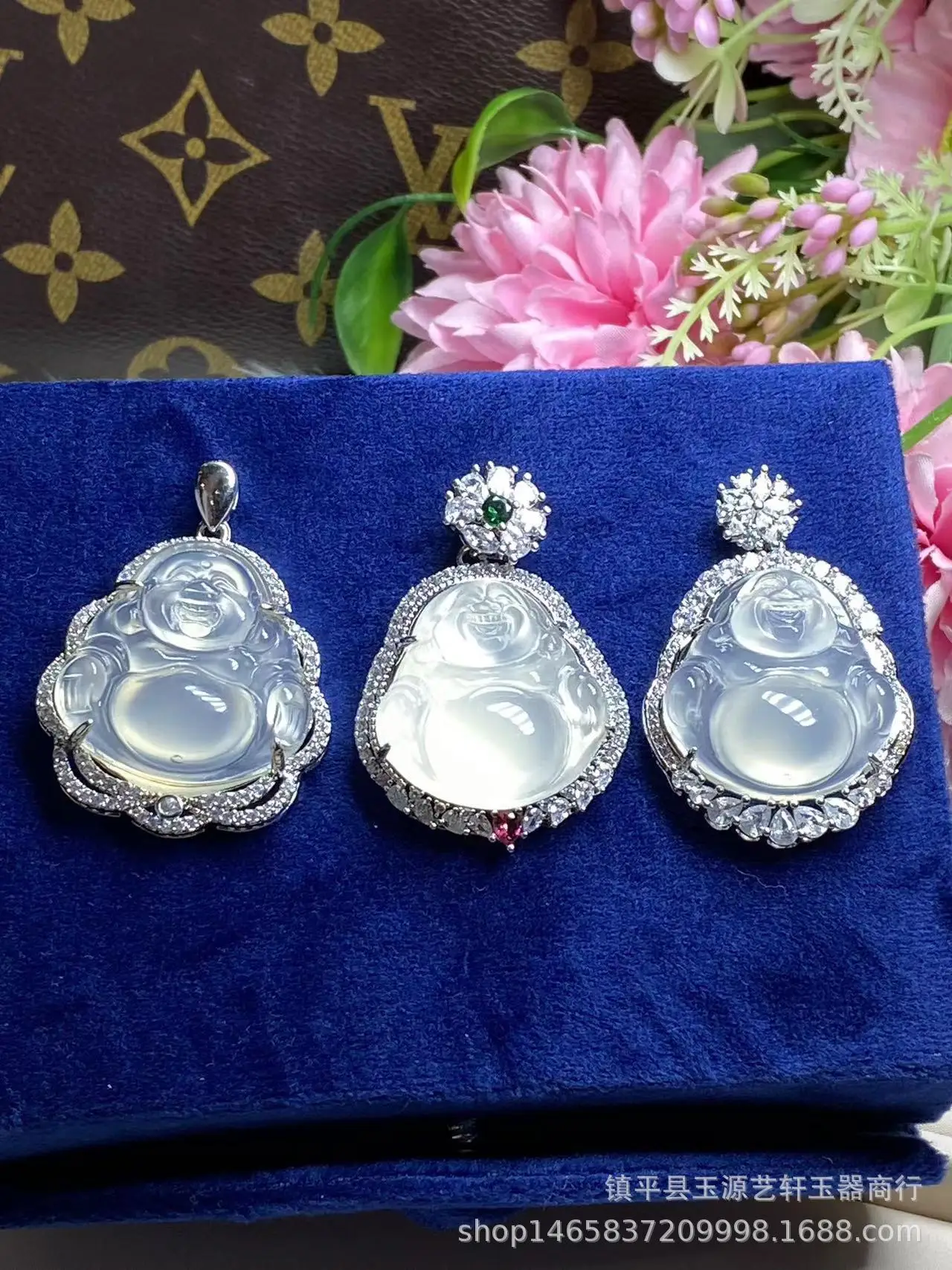 925 Silver Plated Buddha Pendant with White Agate Jade — feature 4