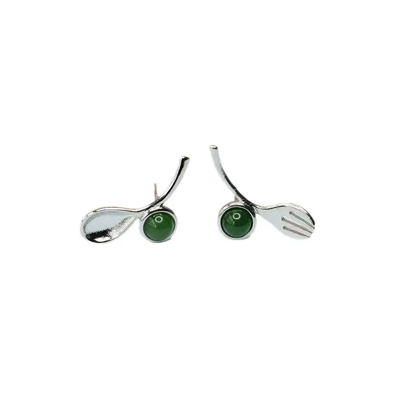 Guan Yu Jade Jasper Earrings S925 Silver Green