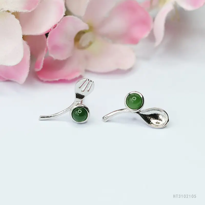 Guan Yu Jade Jasper Earrings S925 Silver Green — feature 6
