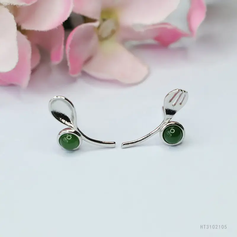 Guan Yu Jade Jasper Earrings S925 Silver Green — feature 9