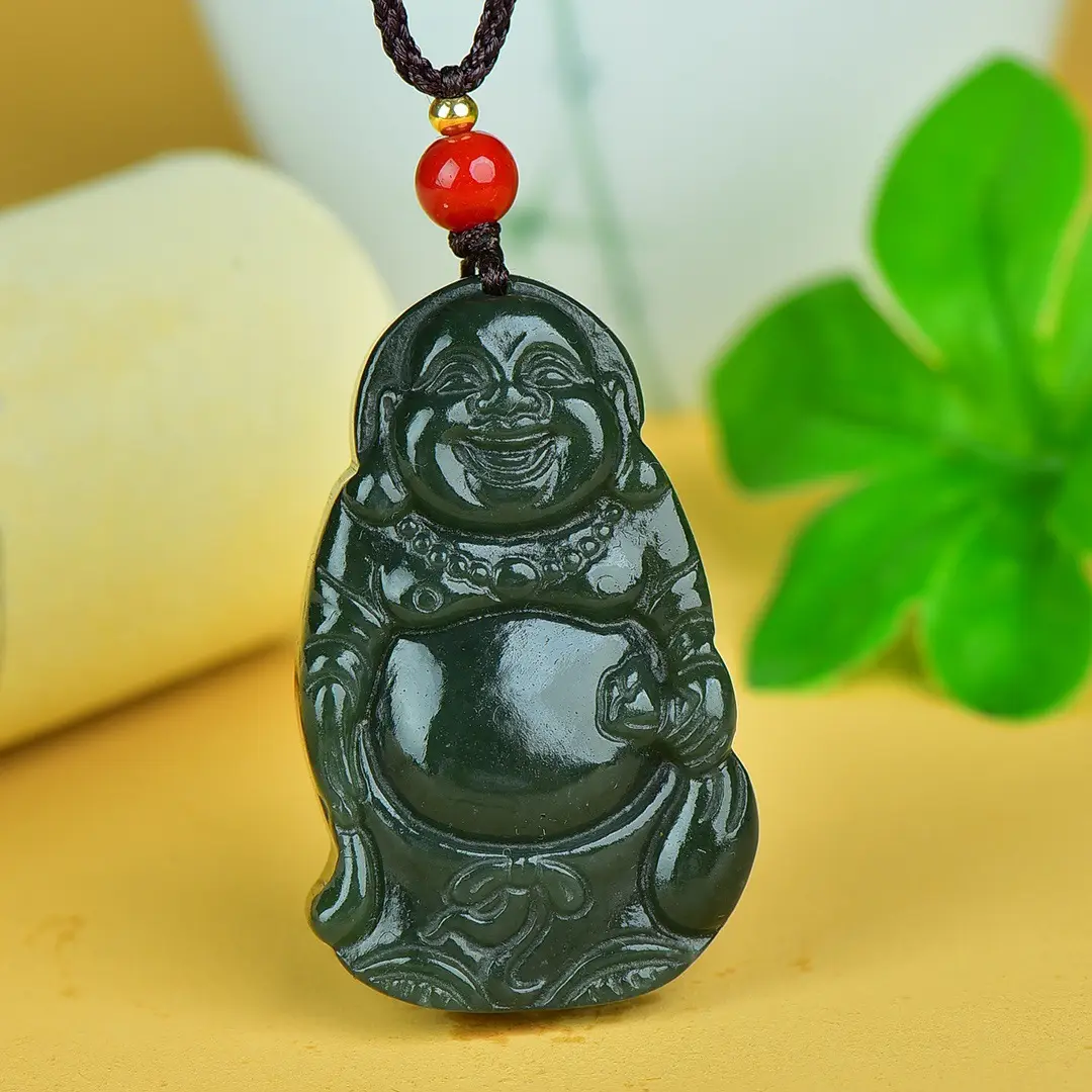 Hetian Jade Buddha Pendant Red Chain - Image 3