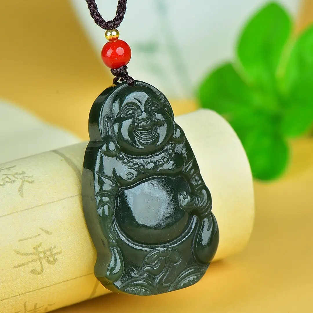 Hetian Jade Buddha Pendant Red Chain - Image 4