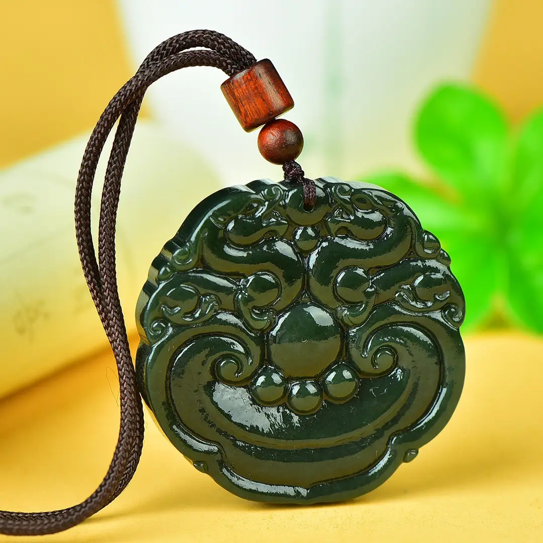 Hetian Jade "Animal Face Lock" Pendant - Image 4