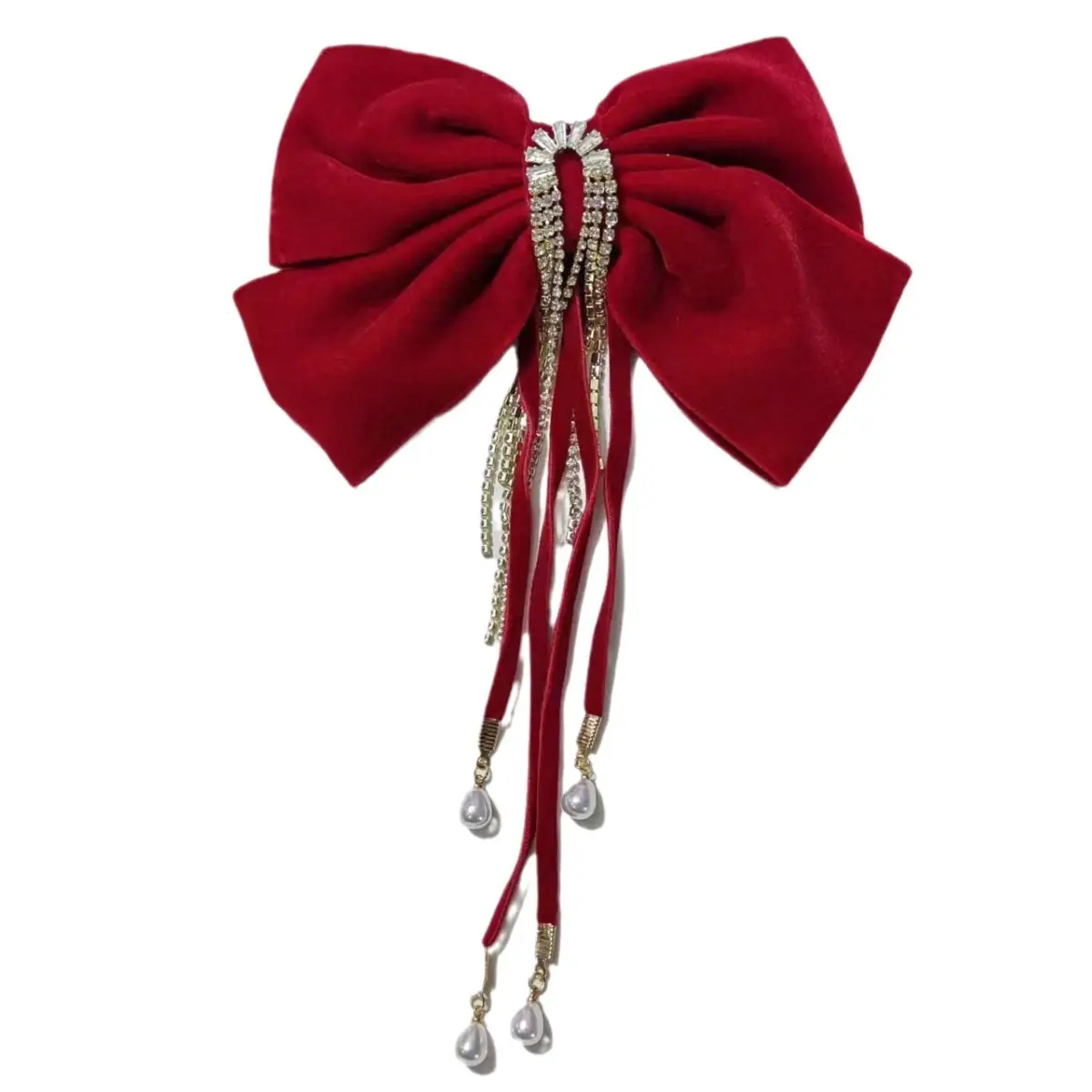Burgundy Velvet Big Bow Hairpin for Bride 2023